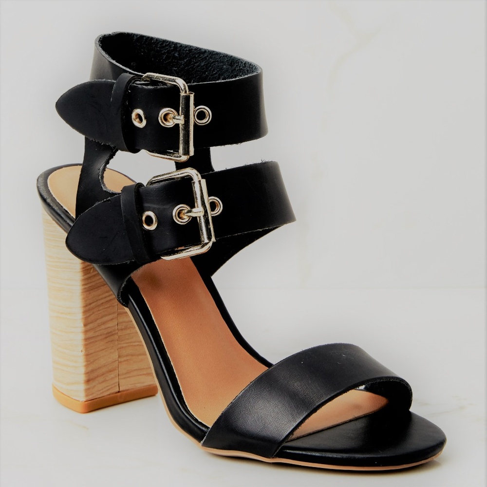 Vegan Leather Buckle Sandals